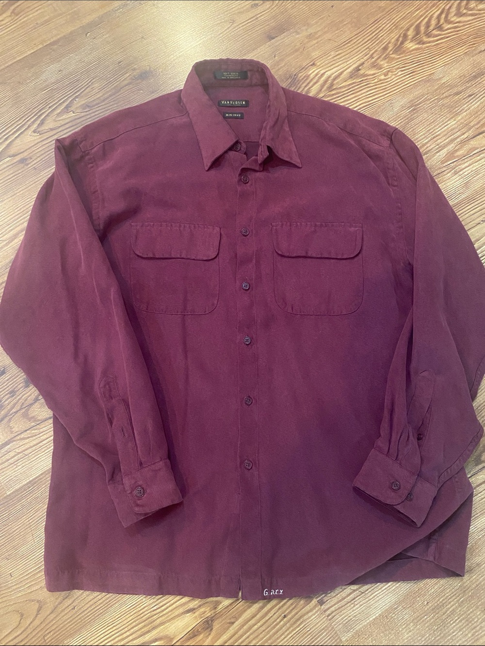 Van Heusen Men's Button-Down Suede Shirt - Deep Burgundy